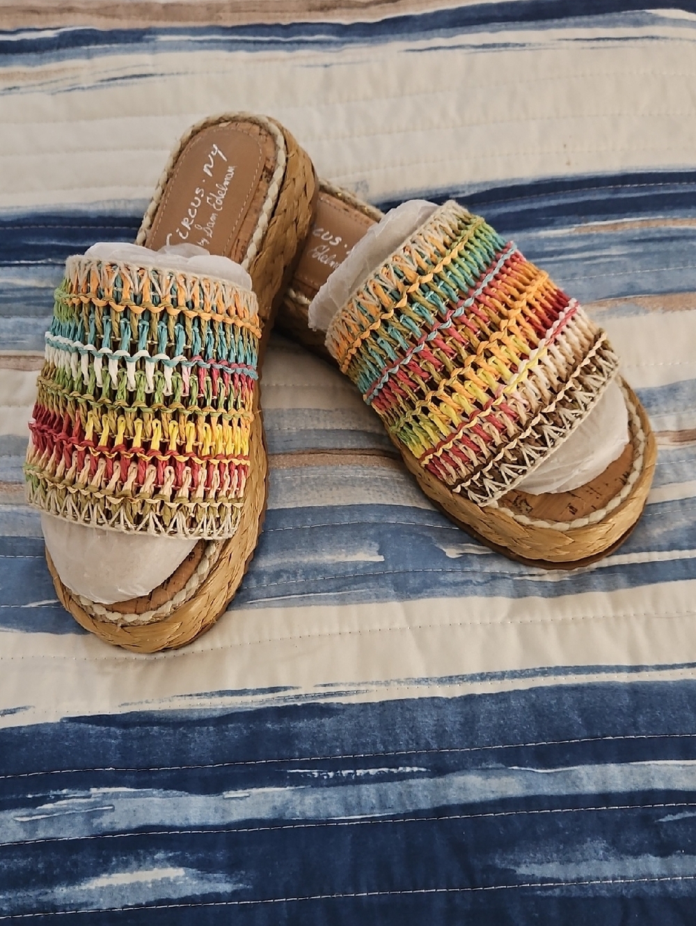 Sam Edelman Rainbow Woven Slide Mules